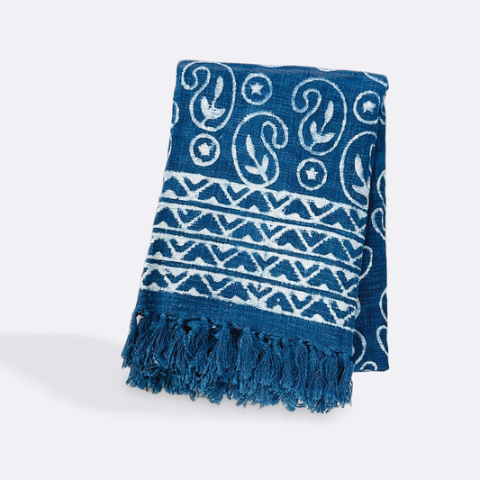 Indigo Dreams Throw Blanket - DewDropHues