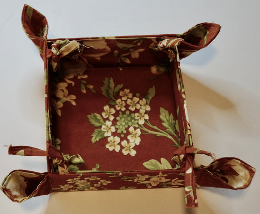 Rustic Hibiscus Fabric Tie Basket