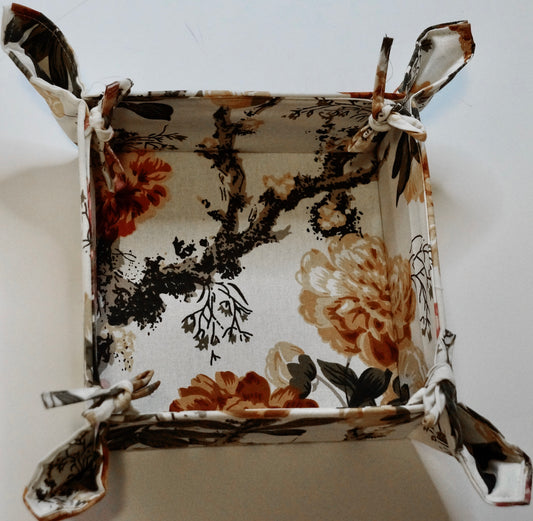 Peach Blossoms Fabric Tie Basket