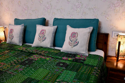 Emerald Patchwork Kantha Quilt