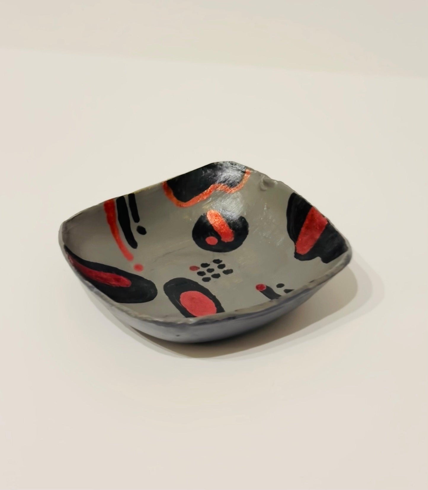 Grey Ruby Abstract Small Trinket Tray - DewDropHues