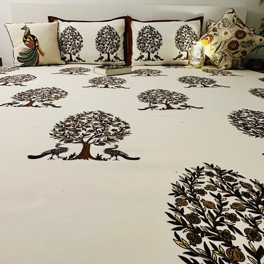 Peacock and Pomegranate Bedsheet Set - DewDropHues