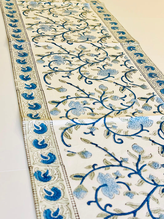 Cerulean Vines Table Runner