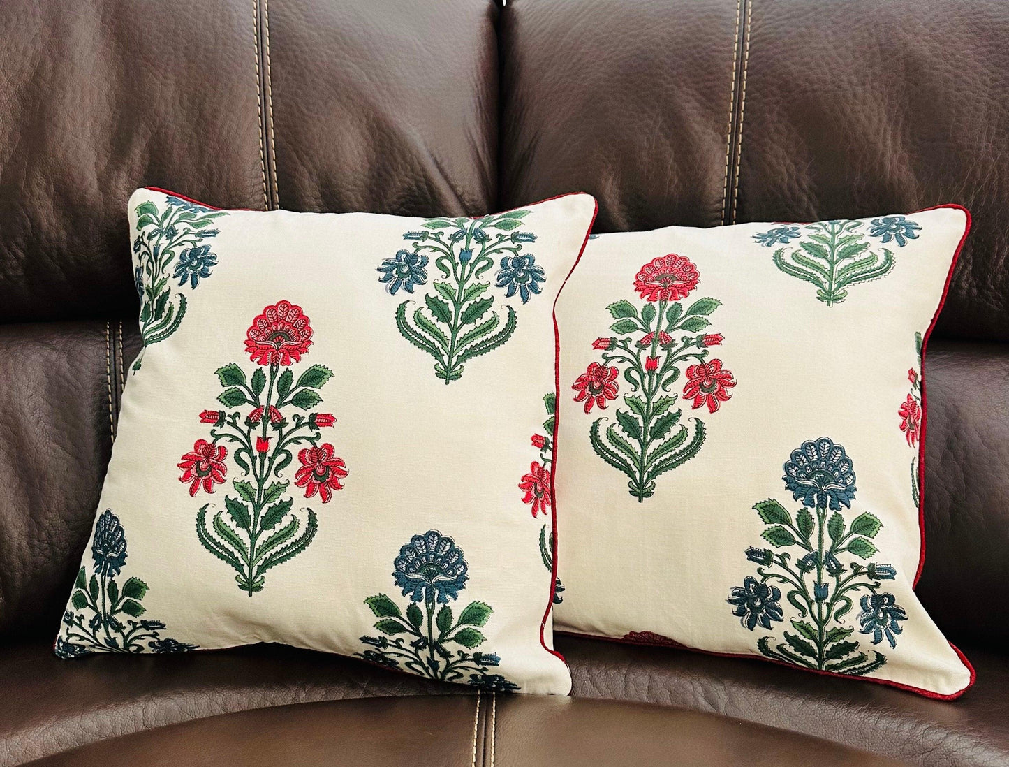 Scarlet Harmony Throw Pillow Cover - DewDropHues