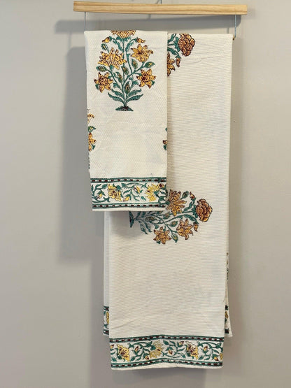 Hand Block Printed Bath Towel - DewDropHues