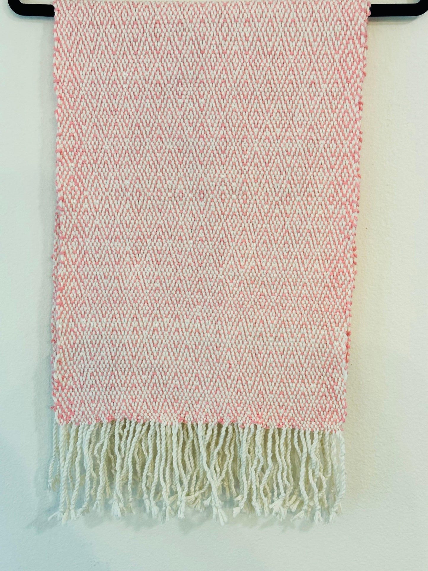 Pink Diamond Twill Handwoven Summer Scarf - DewDropHues