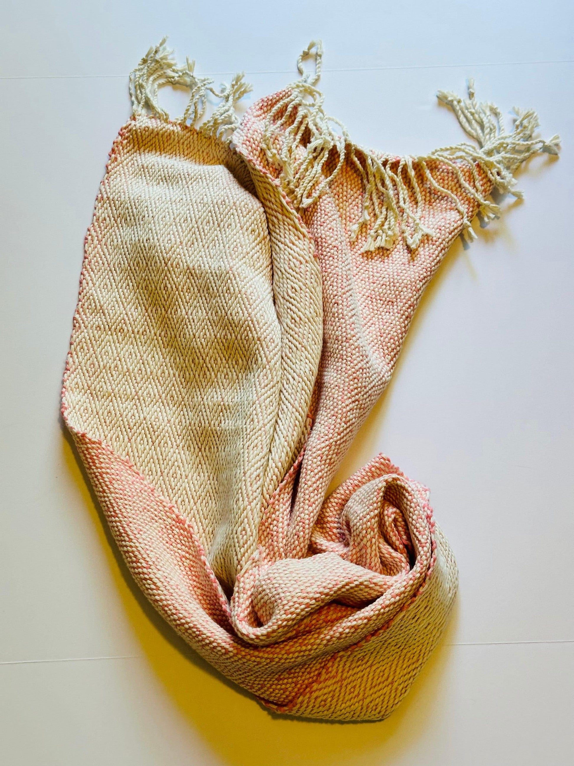 Pink Diamond Twill Handwoven Summer Scarf - DewDropHues